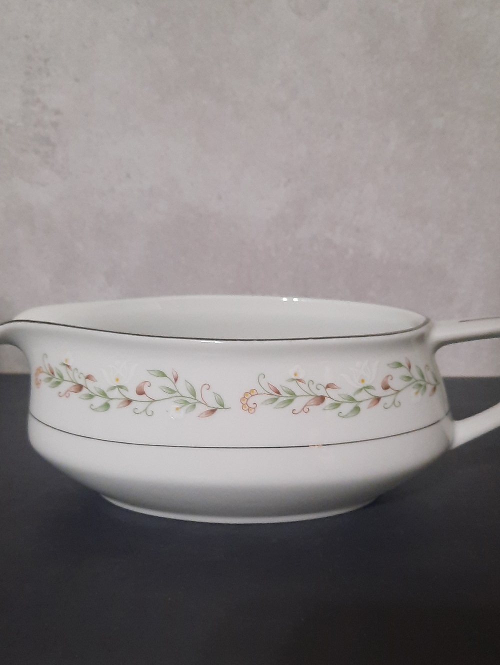 Vintage Brentwood Fine China Cottonwood Pattern Gravy Boat
